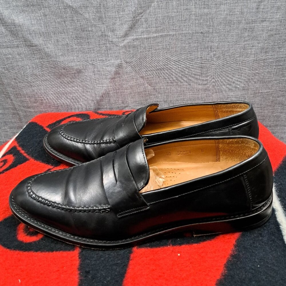 %Size 10 Alan Payne Black Leather Dress Penny Loafers Men's Shoes / D5